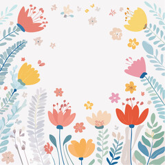 Vector simple minimal illustrations, simple wavy and groovy. hand drawn naive style, flowers and plants, floral botanic design templates, frames and modern wall ...