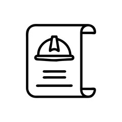 Construction permit document with hard hat icon on parchment  