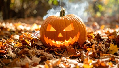 Halloween background with pumpkin and Halloween night background