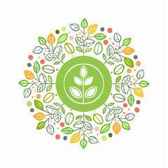 Vector set of logo design templates and graphic elements, organic cosmetics, floral illustration in simple linear hand drawn style, plants and flowers, natural products emblems