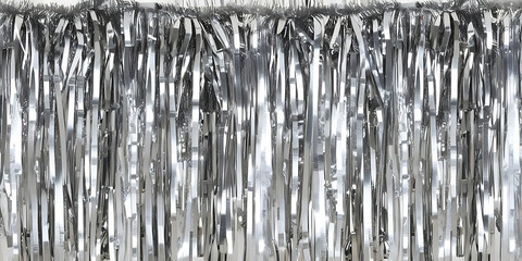 Fototapeta premium Shimmering Silver Tinsel Backdrop