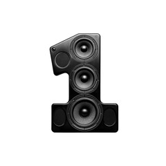 Number 1 made of a studio speaker. Modern sound system, audio equipment.