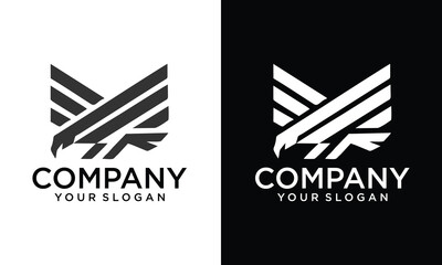 Bird Label, Sign, Logo Eagle, Raven, Phoenix brand. CreativeLogo gold bird, template company sign, wild fly heraldic icon. Graphic template emblem symbol, silhouette bird logotype. Vector Illustration