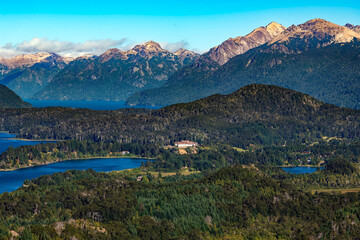 Breathtaking view from Cerro Campanario showcasing Moreno Lake and Nahuel Huapi Lake with the...