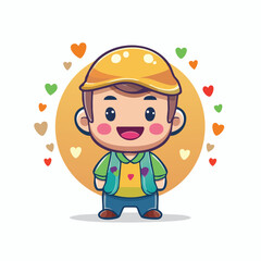 Vector logo design template and graphic element for advertising, branding, posters and banners, funny cartoon illustration with smiling characters and mascots, friends