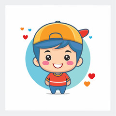 Vector logo design template and graphic element for advertising, branding, posters and banners, funny cartoon illustration with smiling character