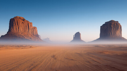 Fototapeta premium open space in the valley and field sand road
