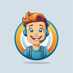 Vector logo design template and graphic element for advertising, branding, posters and banners, funny cartoon illustration with smiling character and mascot,