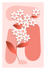 Floral-themed background vector featuring calming pastel colors, complemented by silhouettes of flowers and abstract shape. Perfect for posters, prints, covers, wallpapers, or home decor.