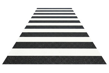 Black and white striped crosswalk isolated on a transparent background