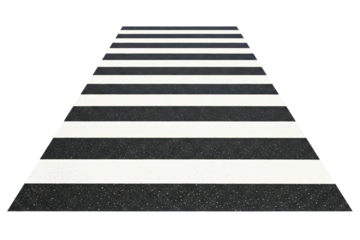 Black and white striped crosswalk isolated on a transparent background