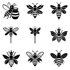 set of black and white butterflies