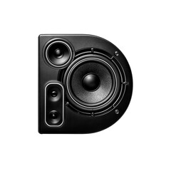 Fototapeta premium Letter D made of a studio speaker. Modern sound system, audio equipment.