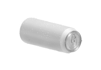 White 330ml Aluminum soda can with water drops, transparent background