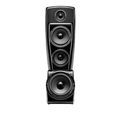 Fototapeta premium Exclamation mark made of a studio speaker. Modern sound system, audio equipment.