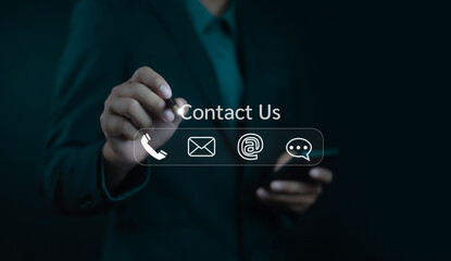 Communications send messages through e-mail messages in computer systems and online internet networks Contact to design a modern business media marketing concept.	

