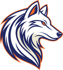 Stylized white wolf head profile logo design