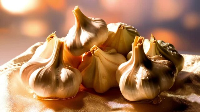 Discover the beauty of fresh garlic showcased in a warm, inviting light setting perfect for food lovers and culinary enthusiasts