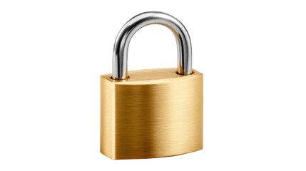 Naklejka premium Security Symbol: An isolated, gleaming padlock embodies the essence of security, privacy, and safety, set against a pure backdrop, a classic symbol of protection and safeguarding.