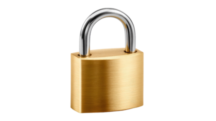 Security Symbol: An isolated, gleaming padlock embodies the essence of security, privacy, and safety, set against a pure backdrop, a classic symbol of protection and safeguarding.