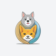 Vector logo design template for pet shops, veterinary clinics and homeless animals shelters -cat, dog and bird - friendly pets - badge for websites