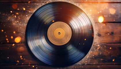 Vintage Vinyl Record Spinning on Turntable - Nostalgic Music Analog Sound