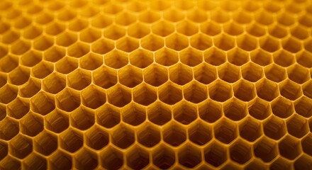 Close-up of Golden Honeycomb Nature's Perfect Geometry