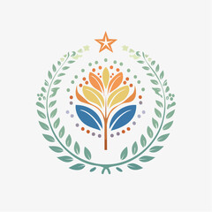 Vector border and frame element, pattern in simple floral wavy and groovy naive style, ocean and vacation theme, flowers and plants, floral botanic hand drawn design templates, modern art prints