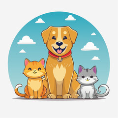 Vector logo design template and graphic elements for advertising, branding, posters and banners, funny cartoon illustrations with smiling character and mascot, abstract stickers and line icons