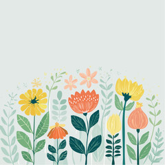 Vector simple flat illustrations and icons, geometric summer pattern and banner, vacation and tropical travel, flowers and plants simple shapes, festival and sale ...