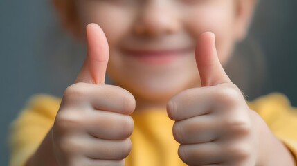 Happy child showing thumbs up after receiving vaccine