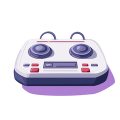 Fototapeta premium Retro Style Game Controller with Round Dials and Red Buttons on White Background Isometric Pixel Art Design