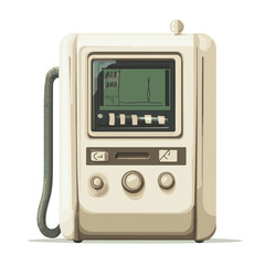 Fototapeta premium Retro Style Digital Device Illustration with Screen Dials and Buttons on White Background