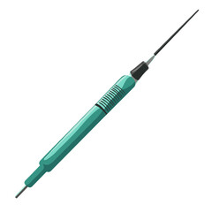 Fototapeta premium Turquoise Injection Syringe with Needle Detailed Medical Tool Isolated on White Backdrop Perfect for Healthcare Concepts and Immunization Visuals