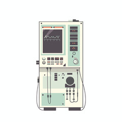 Vintage Oscilloscope with Display Panel in White Beige and Green Colors Featuring Waveform Readings and Analog Control