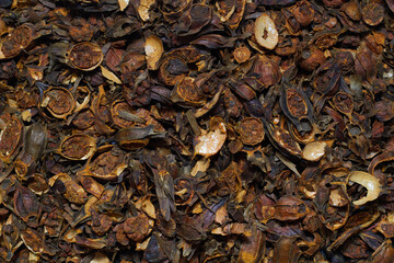 Dried cuts Gardenia  (Gardenia jasminoides) fruits background
