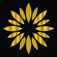 Gold Color Abstract Flower Decoration Mandala Vector Logo Template
