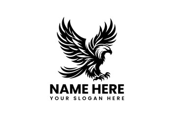 Obraz premium Powerful stencil of an eagle with outstretched wings and detailed feathers. Animal art concept