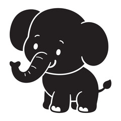 Cute Baby Elephant Cartoon Vector Illustration in Jungle Safari Style