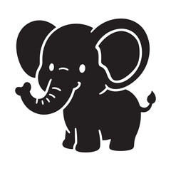 Cute baby elephant cartoon vector with big trunk in fun colorful style