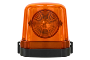 Flashing orange emergency light for roadside safety isolated on a transparent background