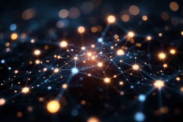 Obraz premium Abstract digital network connections with glowing nodes and lights