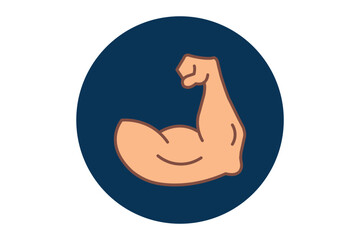Strong muscular arms vector icon. Gym logo. Bodybuilding fitness concept. Strong power icon, muscle arms, bodybuilding icon - stock vector.