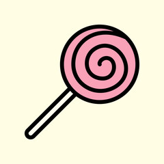 Pink Swirled Lollipop Vector on a Soft Yellow Background