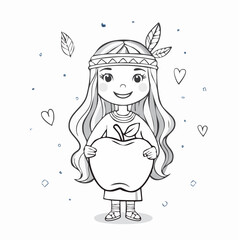 Vector in simple linear style - design templates and stickers - hippie, happy and groovy smiling character, funny fruit apple