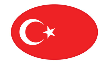 Turkey flag ellipse shaped. vector	