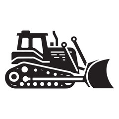 Heavy Machinery Bulldozer silhouette with strong tracks – Bulldozer illustration – Minimalist Bulldozer vector – Vehicle silhouette

