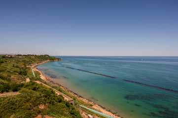 Fototapeta premium Adriatic Sea and Trabocchi Coast. Spectacular view from Ortona Castle