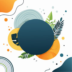 Png abstract creative background in minimal trendy style with copy space for text and modern art shapes - digital collage, horizontal design template for social media and websites