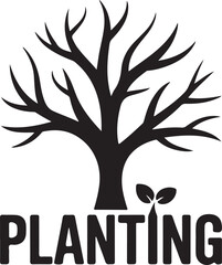 Tree Planting & Reforestation Vector Icon - Eco Growth Symbol